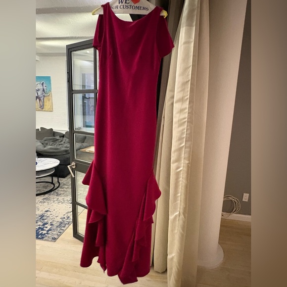 Theia Raspberry ruffle gown size 2/4 - Picture 5 of 6